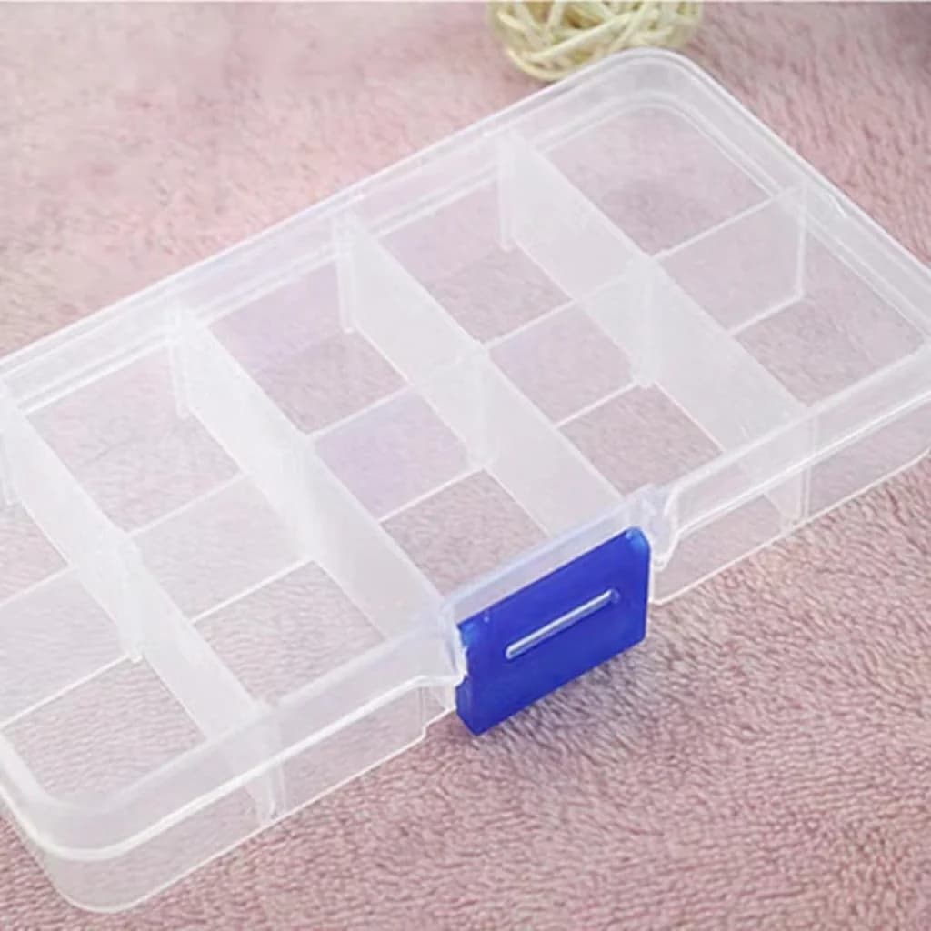 Priehradková priehľadná plastová úložná box na drahokamy a nástroje na nail art