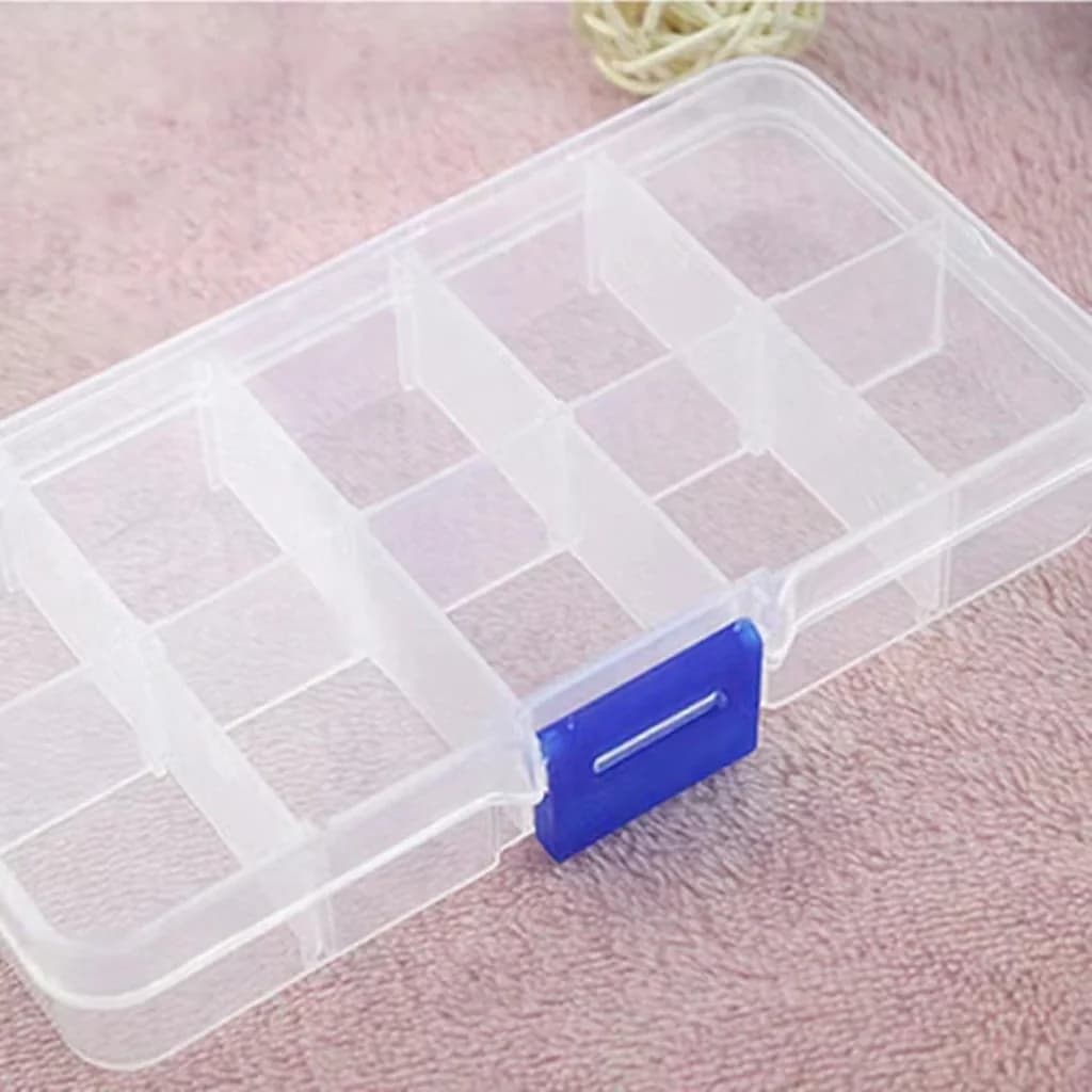 Priehradková priehľadná plastová úložná box na drahokamy a nástroje na nail art