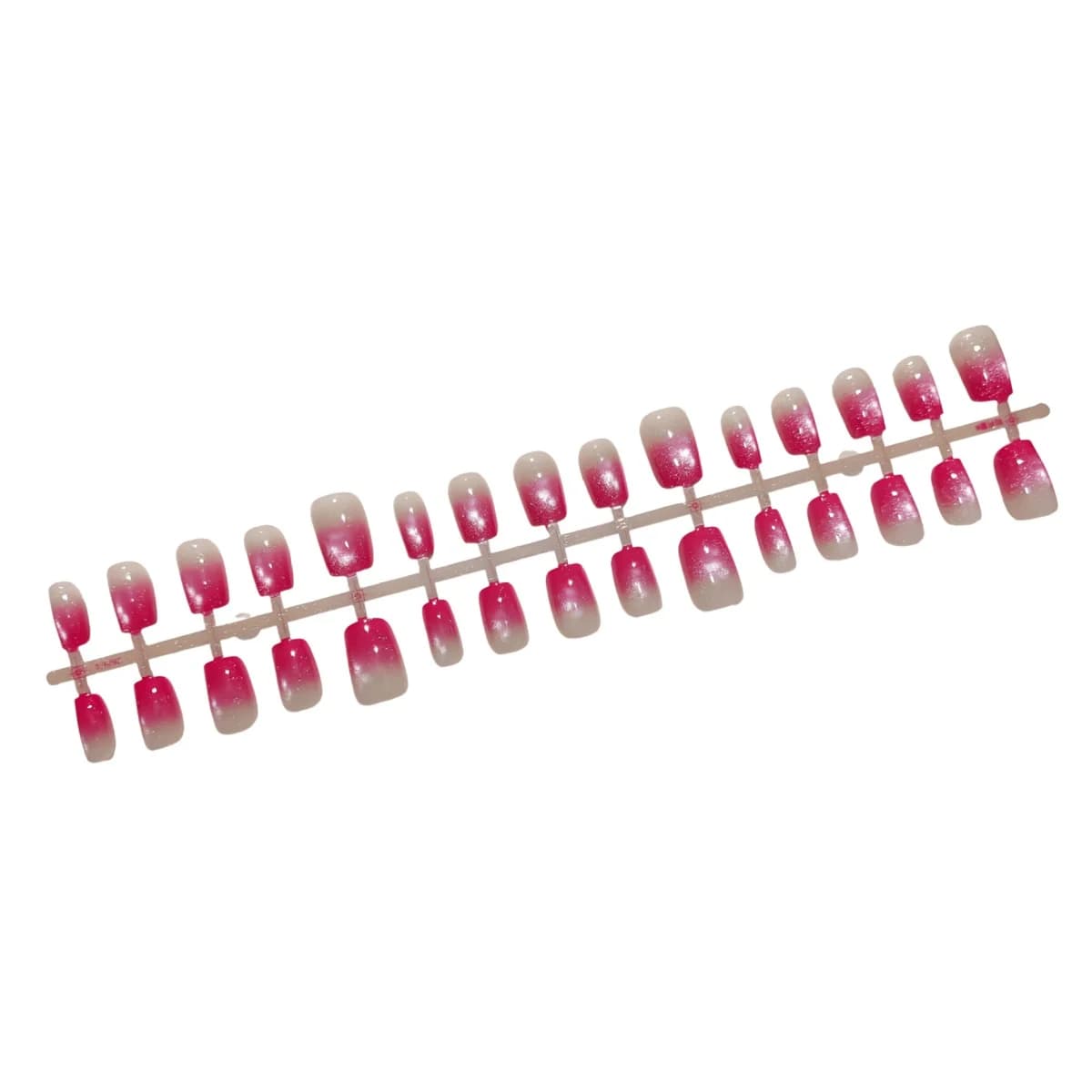 Krátke nalepovacie nechty Cat Eye v tvare baleríny, ružový gradient