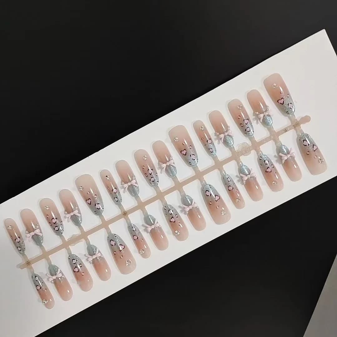 Nalepovacie nechty, morská soľ, leopard, mačacie oko, mašlička, dlhé stiletto