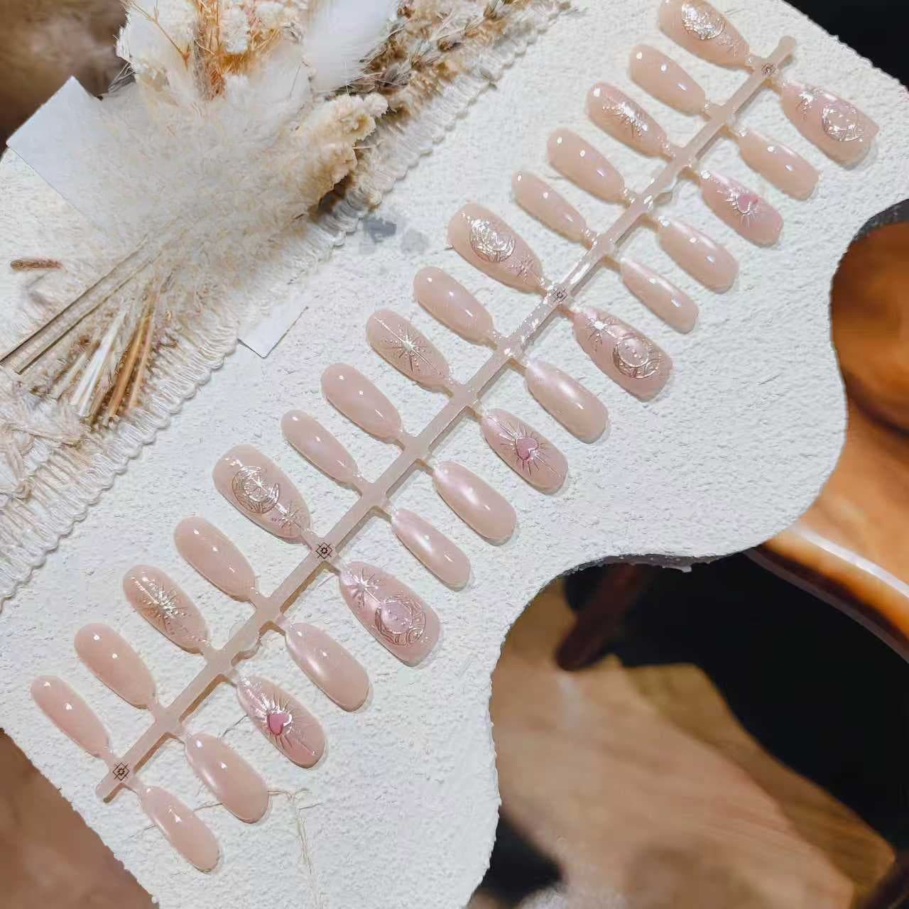 Sada nalepovacích nechtov Cat Eye, stredný ovál, trblietavý gradient